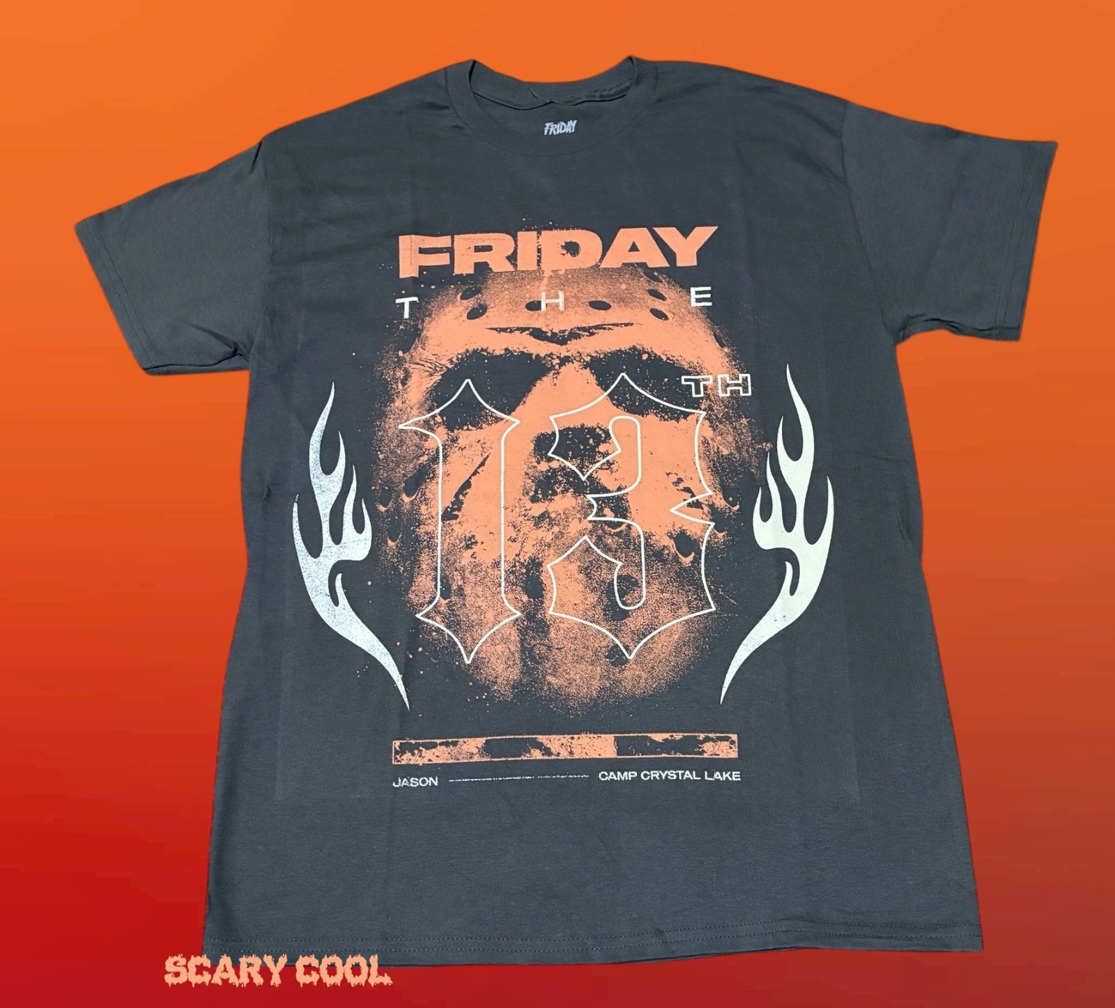 New Friday the 13th Jason Crystal Lake Black 1980 Mens Vintage T-Shirt