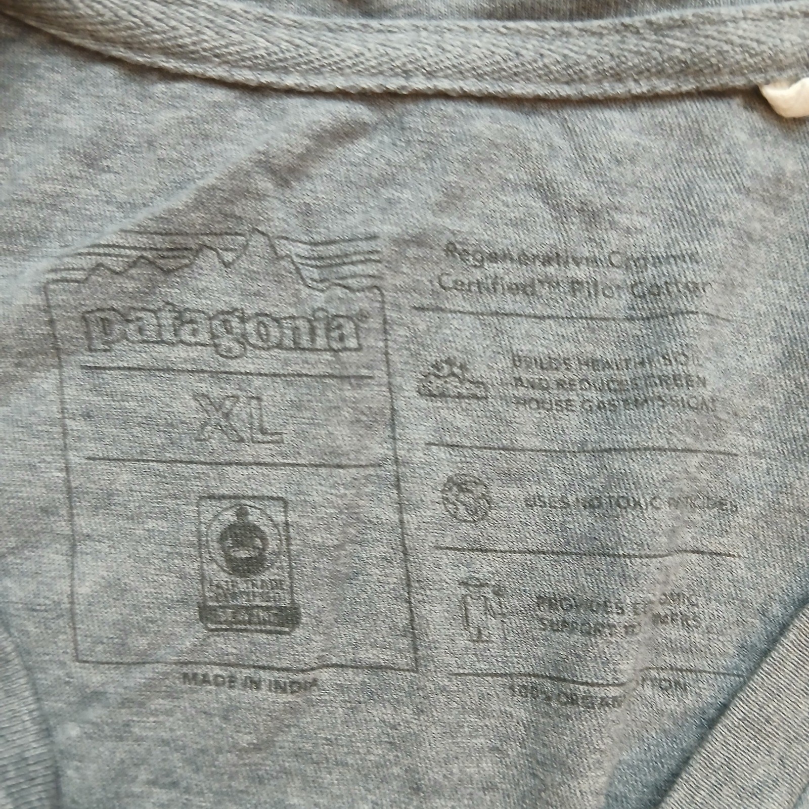 Patagonia Pocket T-Shirt Mens Extra Large Gray Organic Cotton Short Sleeve 53255