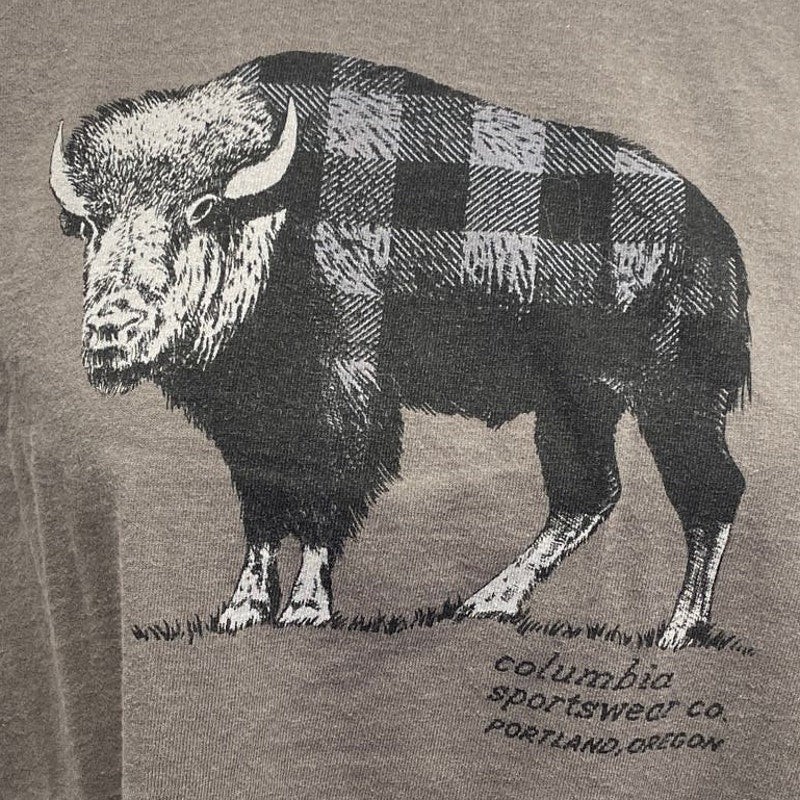Columbia Mens XXL 100% Cotton Long Sleeve Plaid Buffalo Crew Neck Tee Shirt