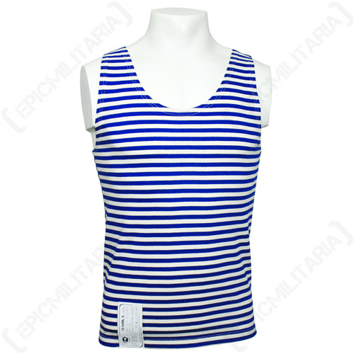 Russian Light Blue Striped Vest Telnyashka – 100% Cotton Paratrooper Tank Top