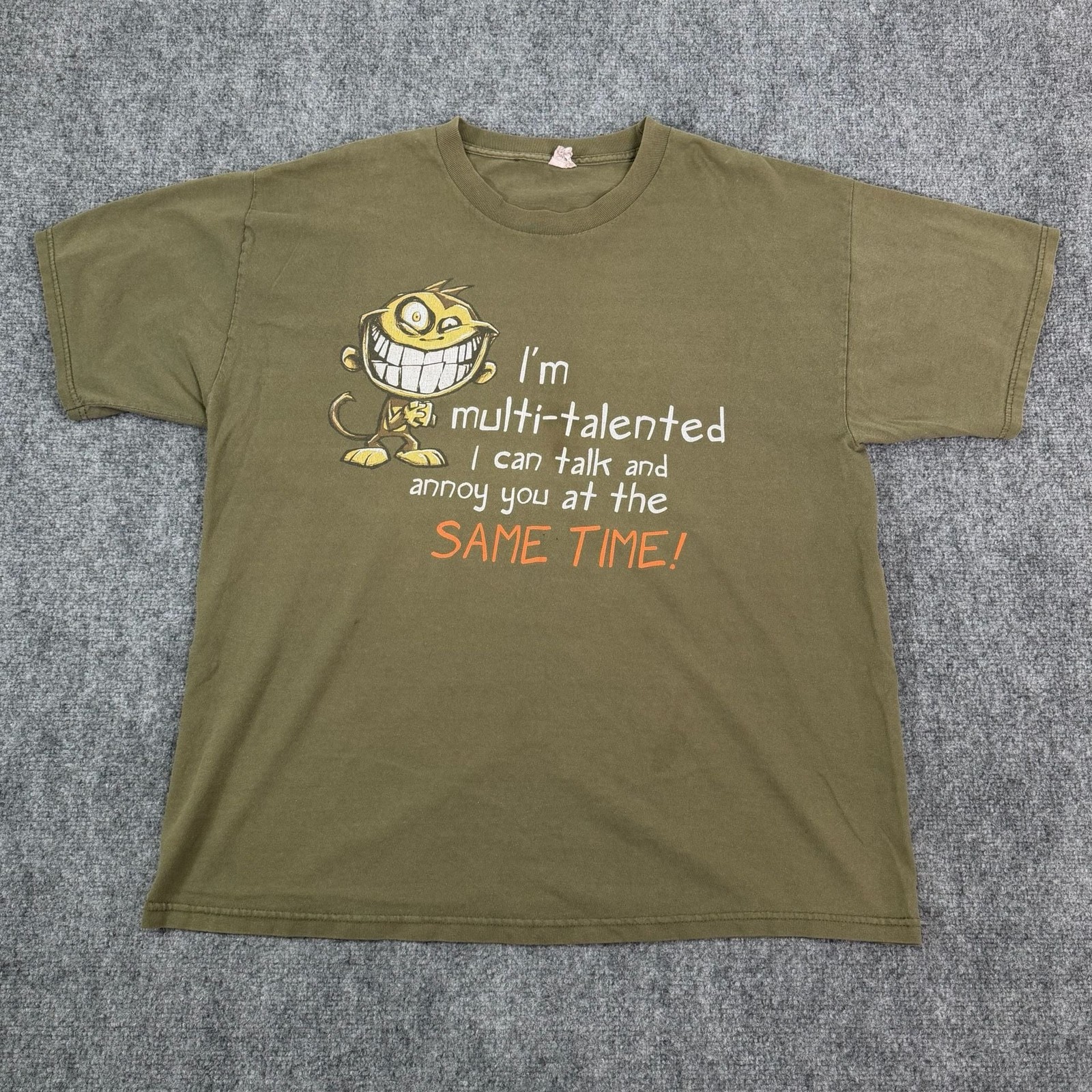 Vintage Y2K Stars Apparel & Action Multi-Talented Graphic T-Shirt Olive
