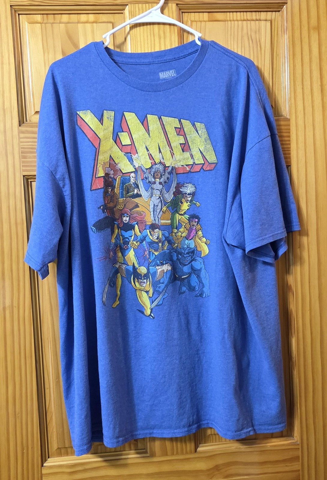 Marvel X-Men Shirt Mens 3XL Blue Team Roster Graphic Tee Superhero Comics