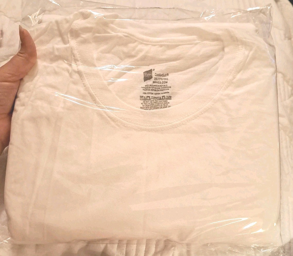 Hanes Comfort Soft Tagless White Undershirt Crew T-Shirts Sz 2XL Set of 4 NEW