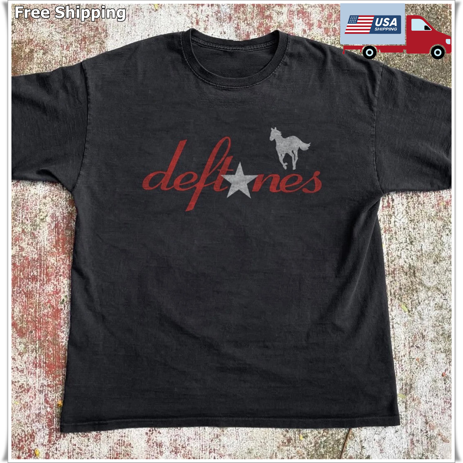 Deftones White Pony Star Logo T-shirt, Unisex Black T-shirt, Size S-5XL