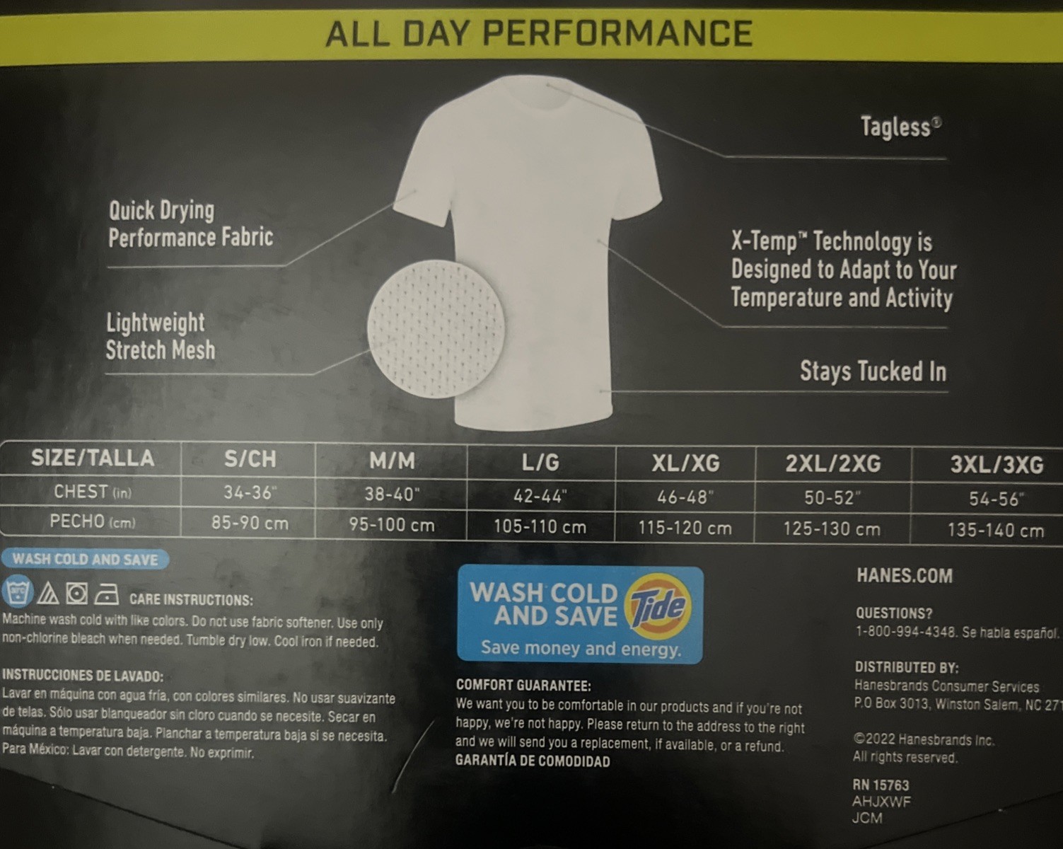 XL Hanes Men 3 Pack Tagless X-Temp All day Performance White T-Shirts New
