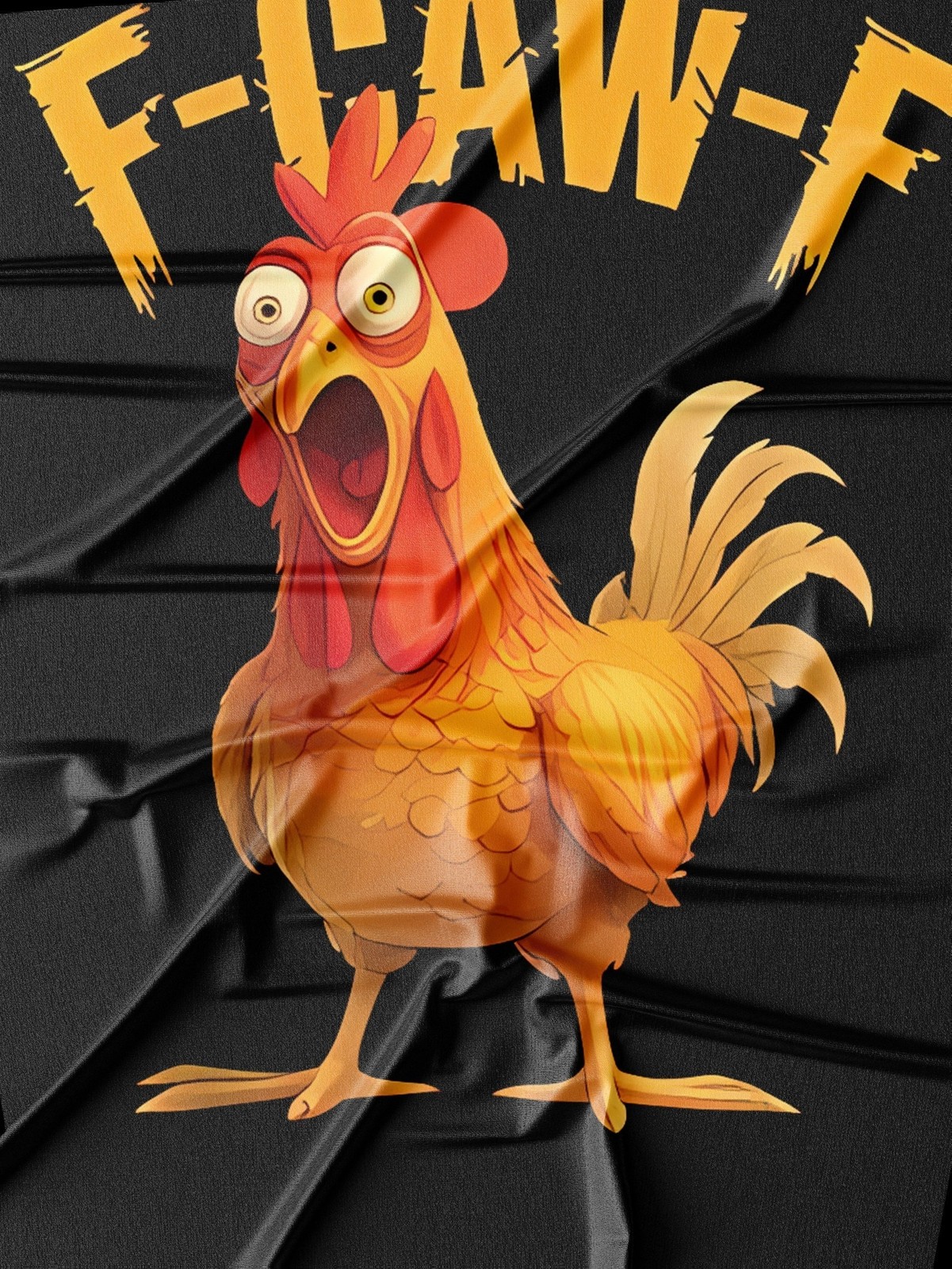 Chicken Pattern with “F-CAW-F” Text Print, Funny And Humorous Design T shirt