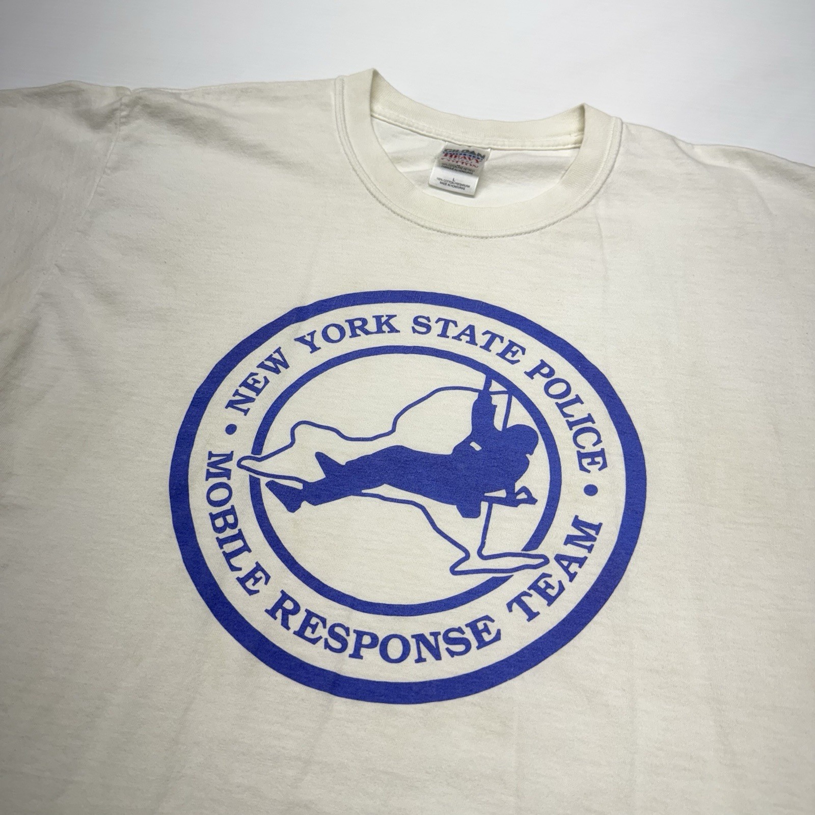 Vtg New York State Police Mens T-Shirt L Mobile Response Team Big Logo Graphic