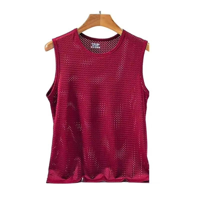 Men’s Ice Silk Mesh Tank Top – Breathable Gym Stringer Vest