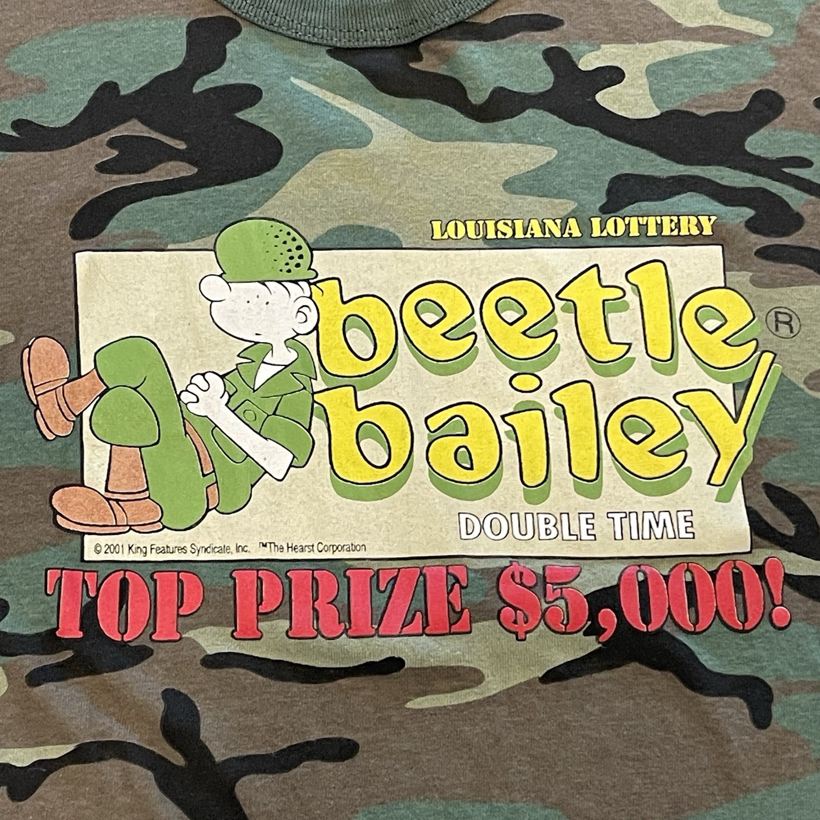 Beetle Bailey Vintage Louisiana Lottery Single Stitch SS Camo T-shirt XL