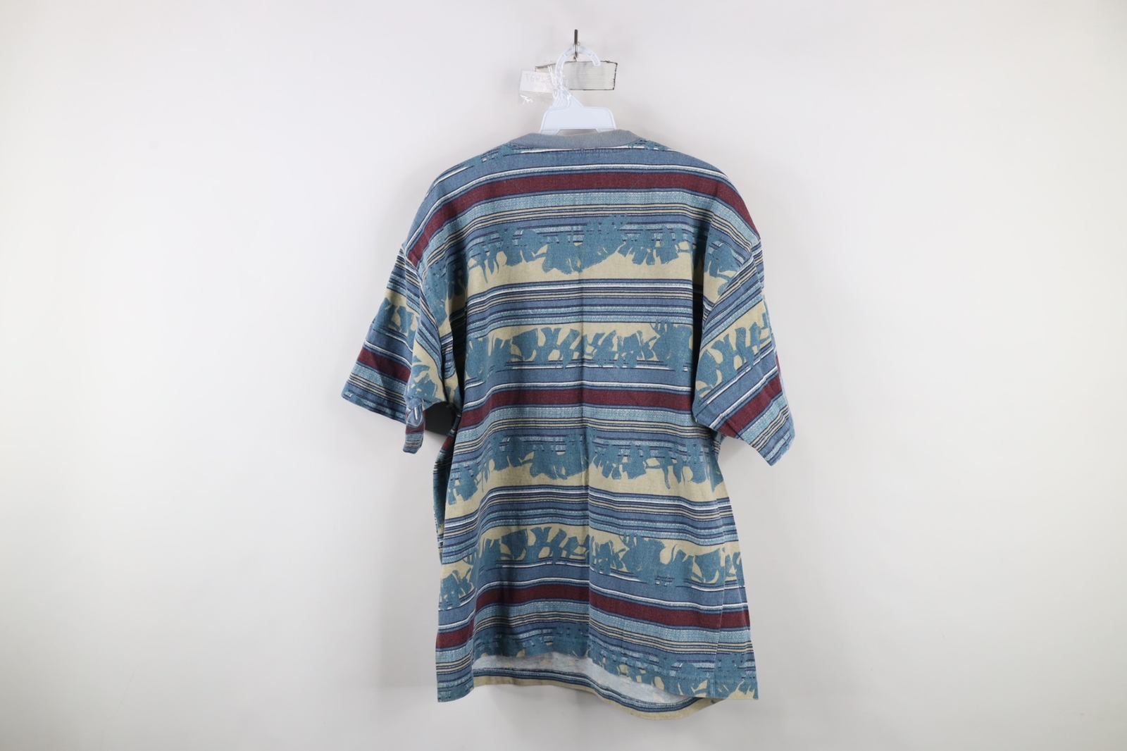 Vtg 90s Streetwear Mens Large Distressed Striped Color Block T-Shirt Cotton USA