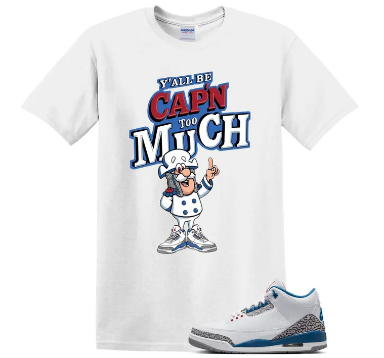 CAP’N Shirt to Match Jordan 3 True Blue Matching Tee Shirt Black