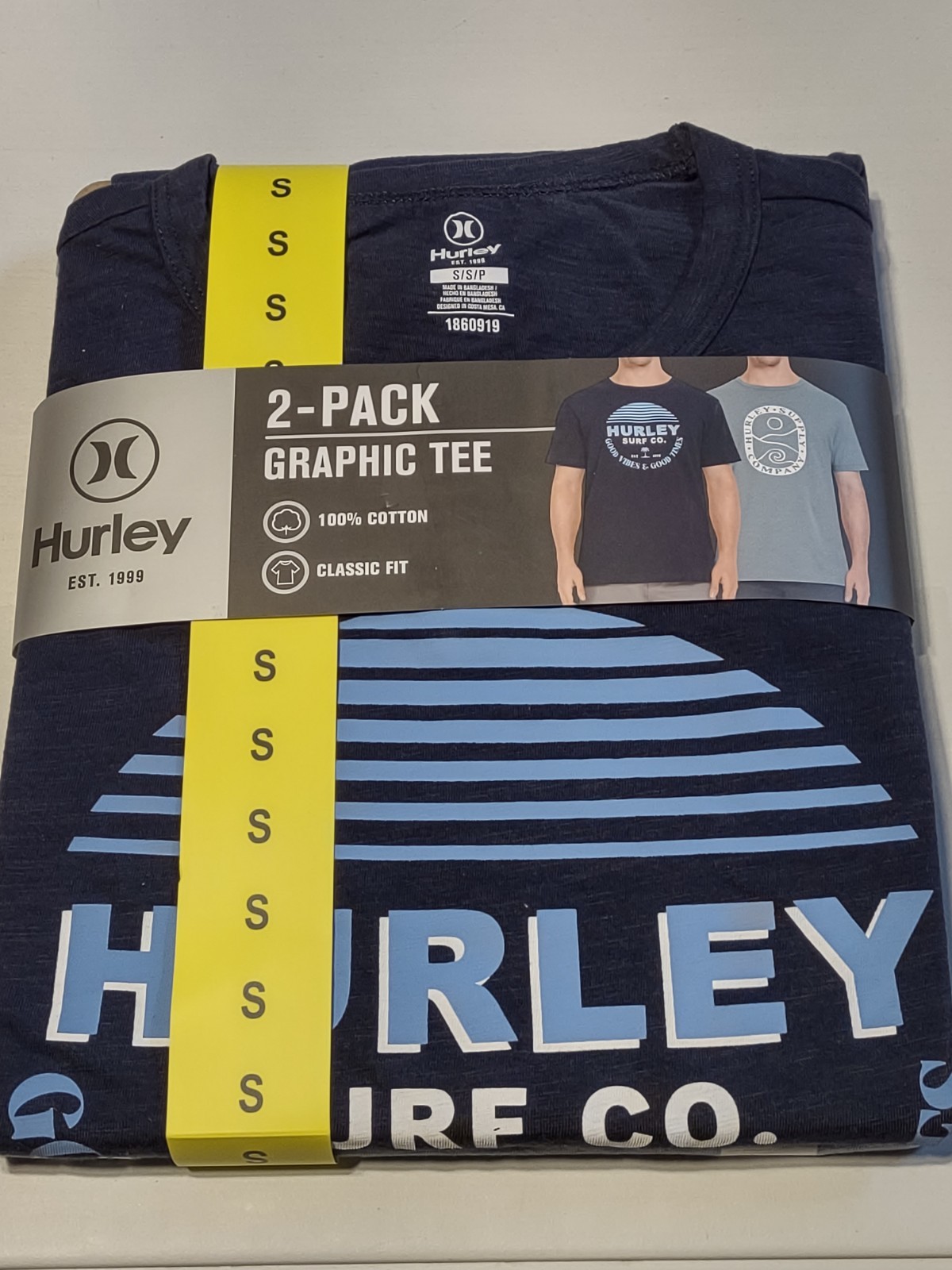 NWT – Hurley – 2 Pack Men’s Graphic Tees – Dark & Light Blue – Small