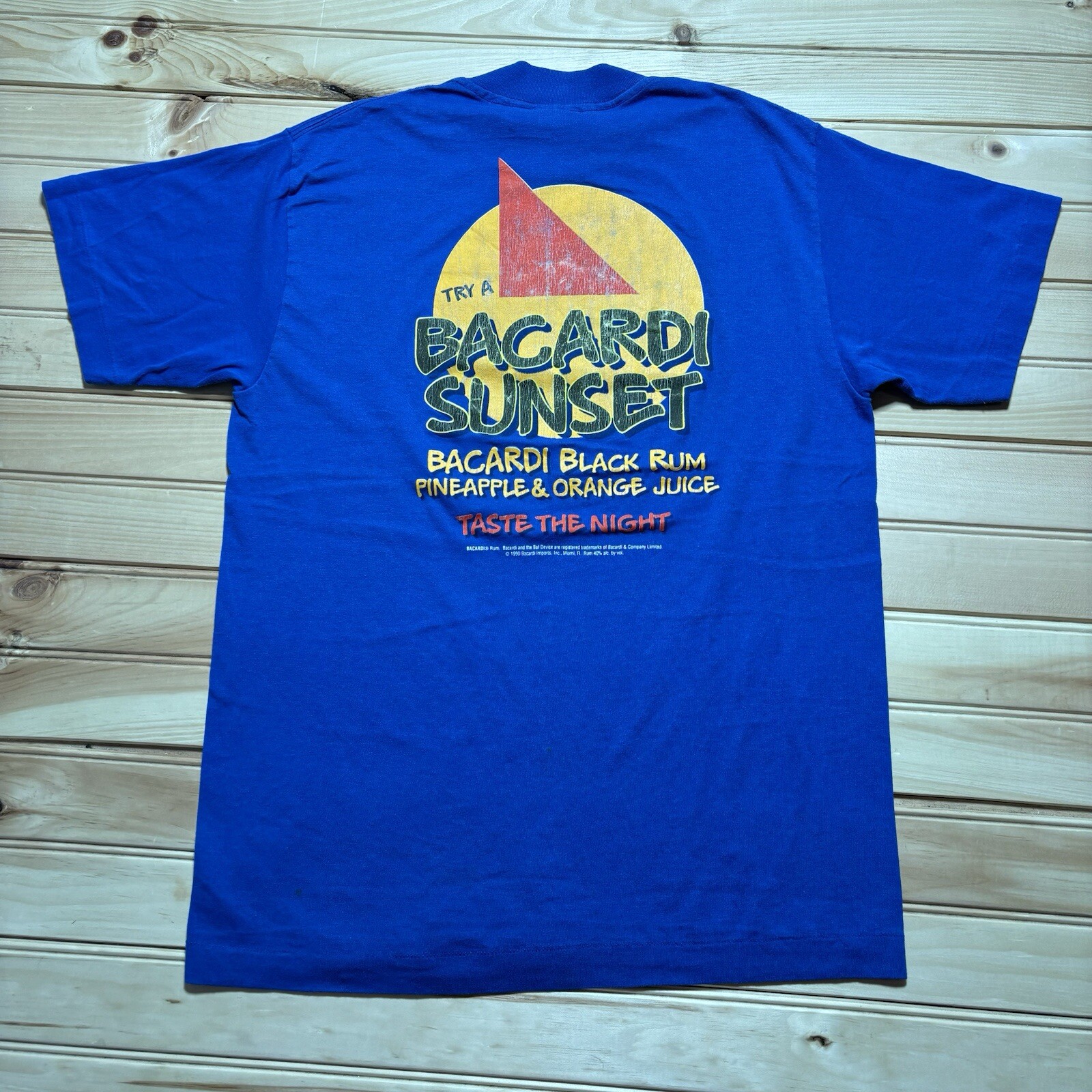 Vintage 90s Bacardi Sunset Black Rum Alcohol Promo Single Stitch Shirt Large