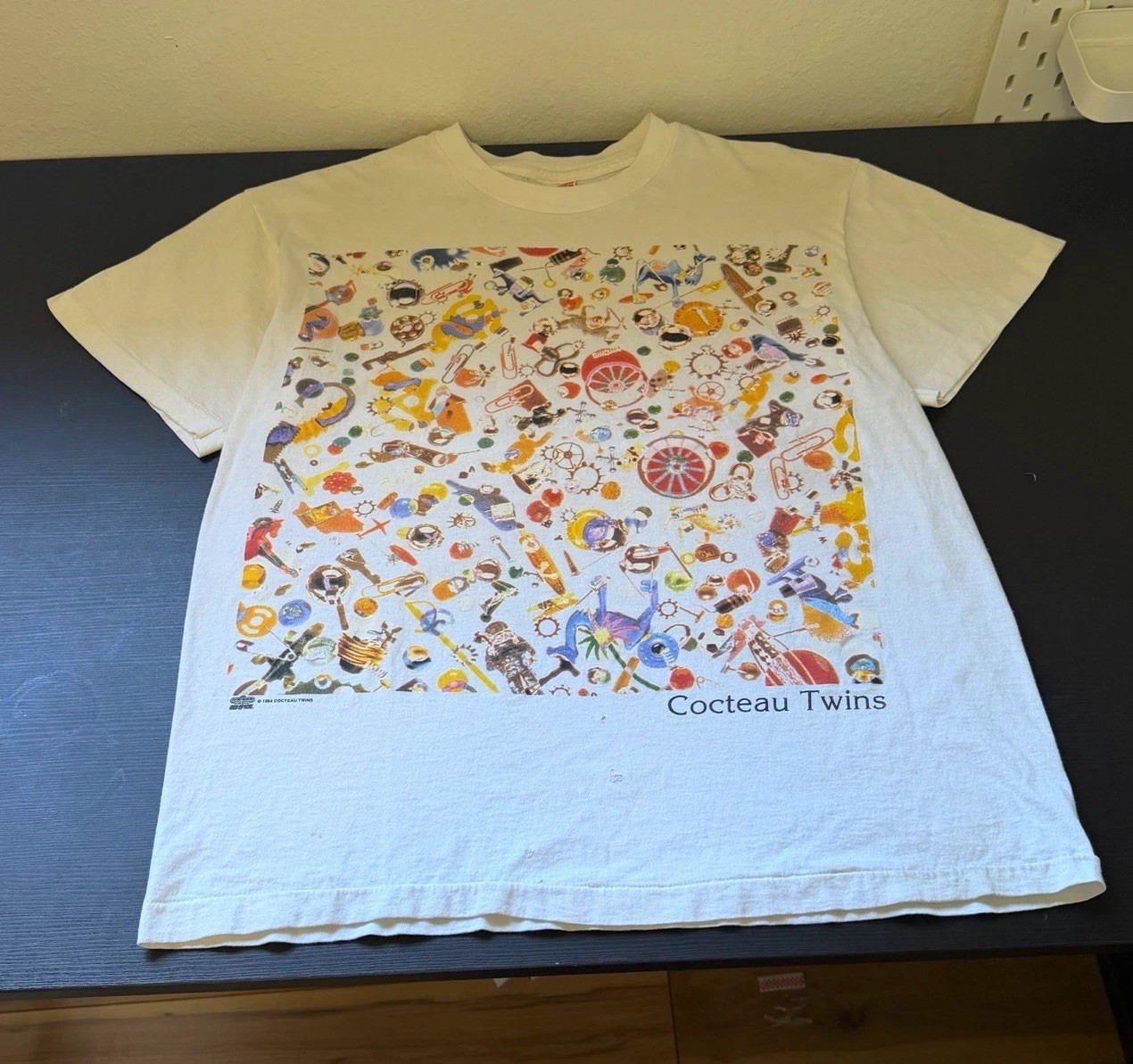 Vintage 1994 Cocteau twins Four-calendar cafe T-shirt Size LARGE 19.5×26”