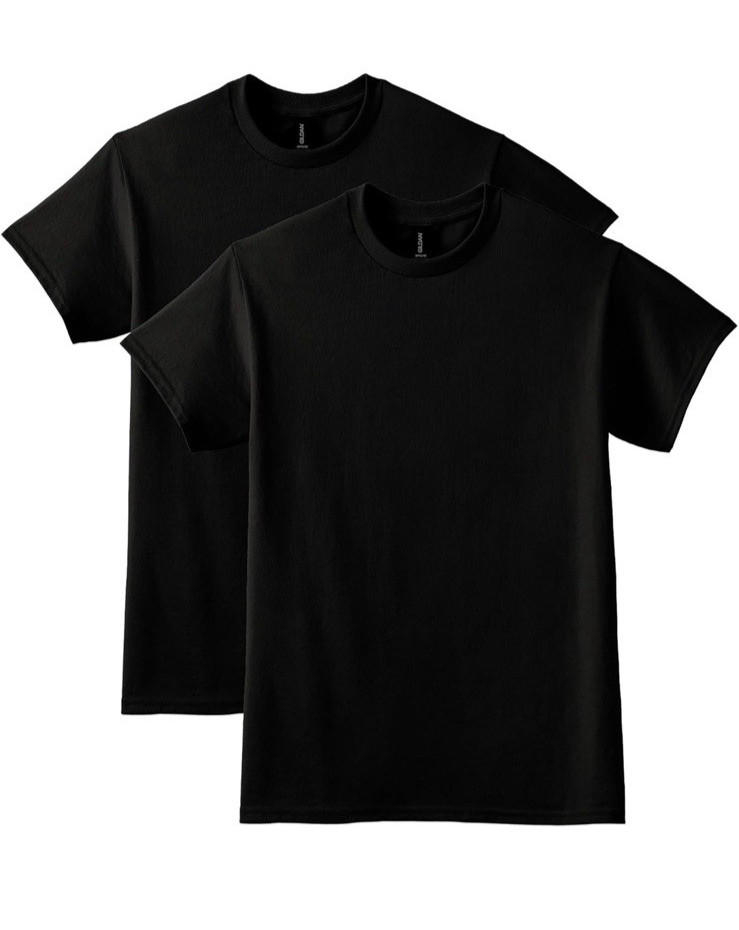 (PACK OF 2) Gildan Unisex-Adult Dryblend T-Shirt Black Medium G8000