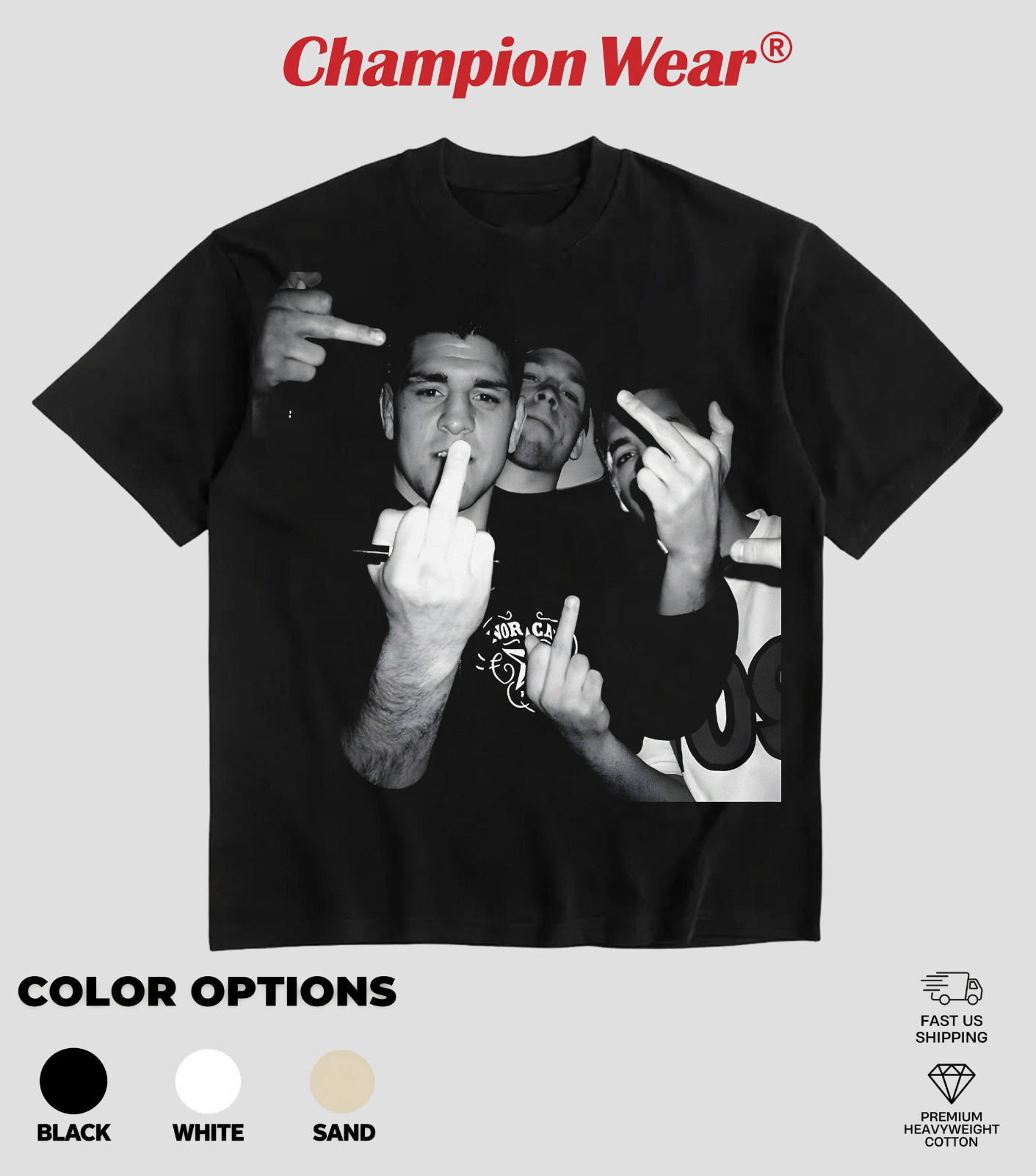 Champiton Wear Diaz Brothers Middle Finger Heavy Cotton T-shirt UFC Funny