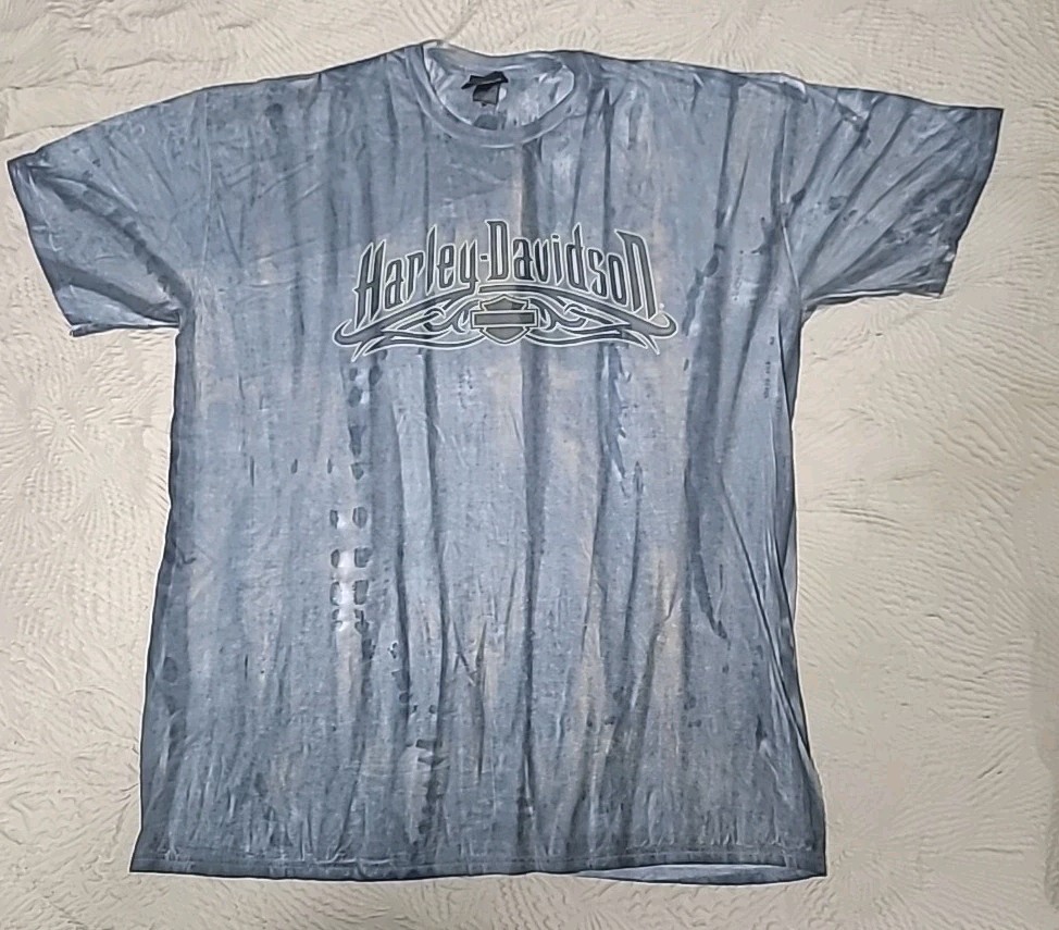 Harley Davidson 2X Blue TieDye T-Shirt Mancuso Houston TX on Genuine H-D Label
