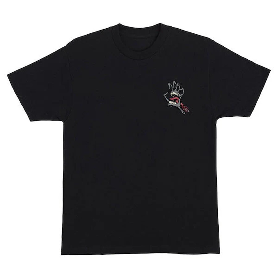 Santa Cruz SCREAMING BONE HAND CRUZ Skateboard T Shirt BLACK