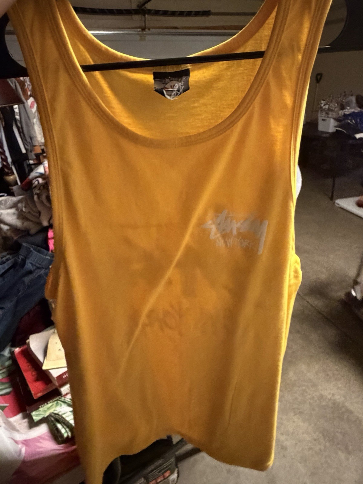 Stussy Men’s Tank Top Yellow Size Medium Scribble Logo