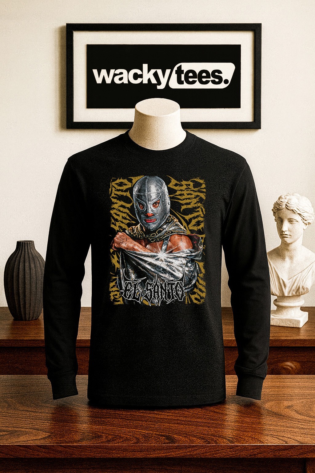 Lucha Libre El Santo Luchador Wrestling Oro Retro Style Graphic Tee Shirt