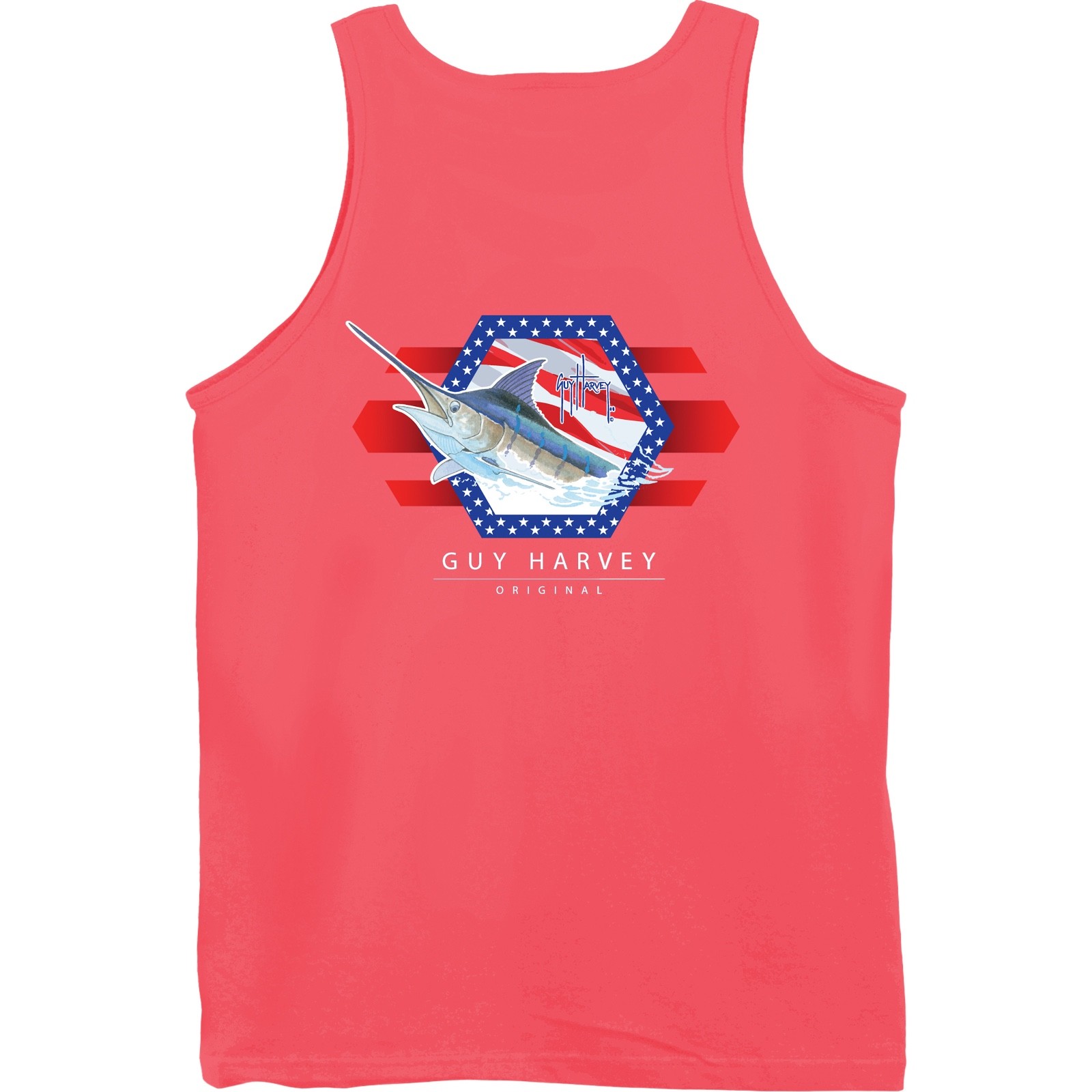 Guy Harvey Resolution Fish Boat Beach Tank Top.. Pick Size.. Fast Ship….Coral