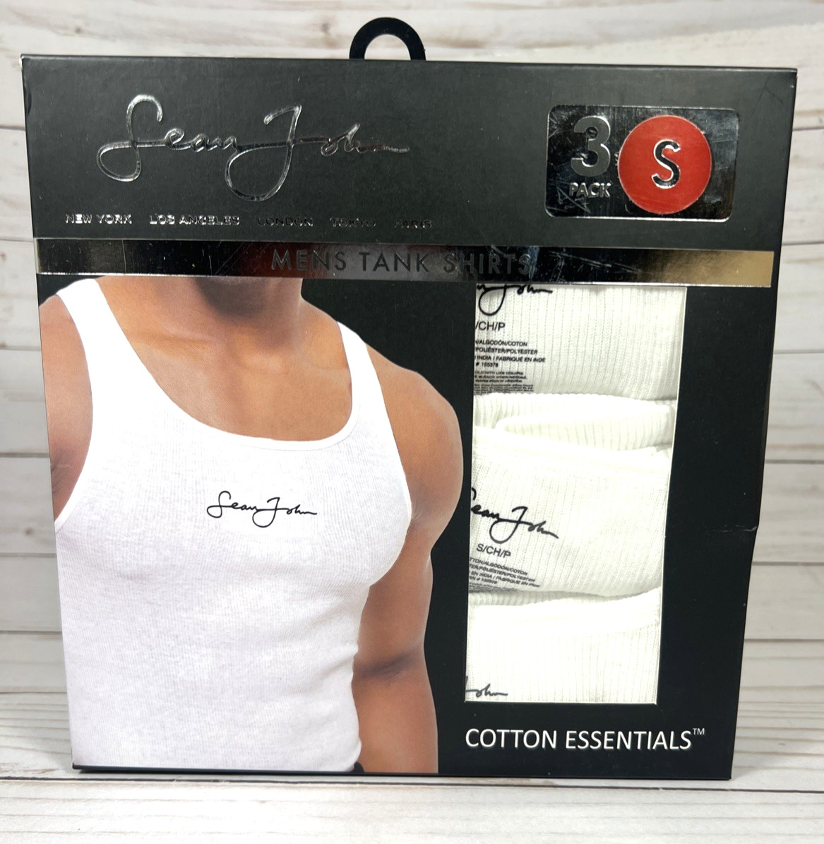 Sean John 3Pk Men’s Small 34-36 Ribbed White Tank Undershirts Shirts