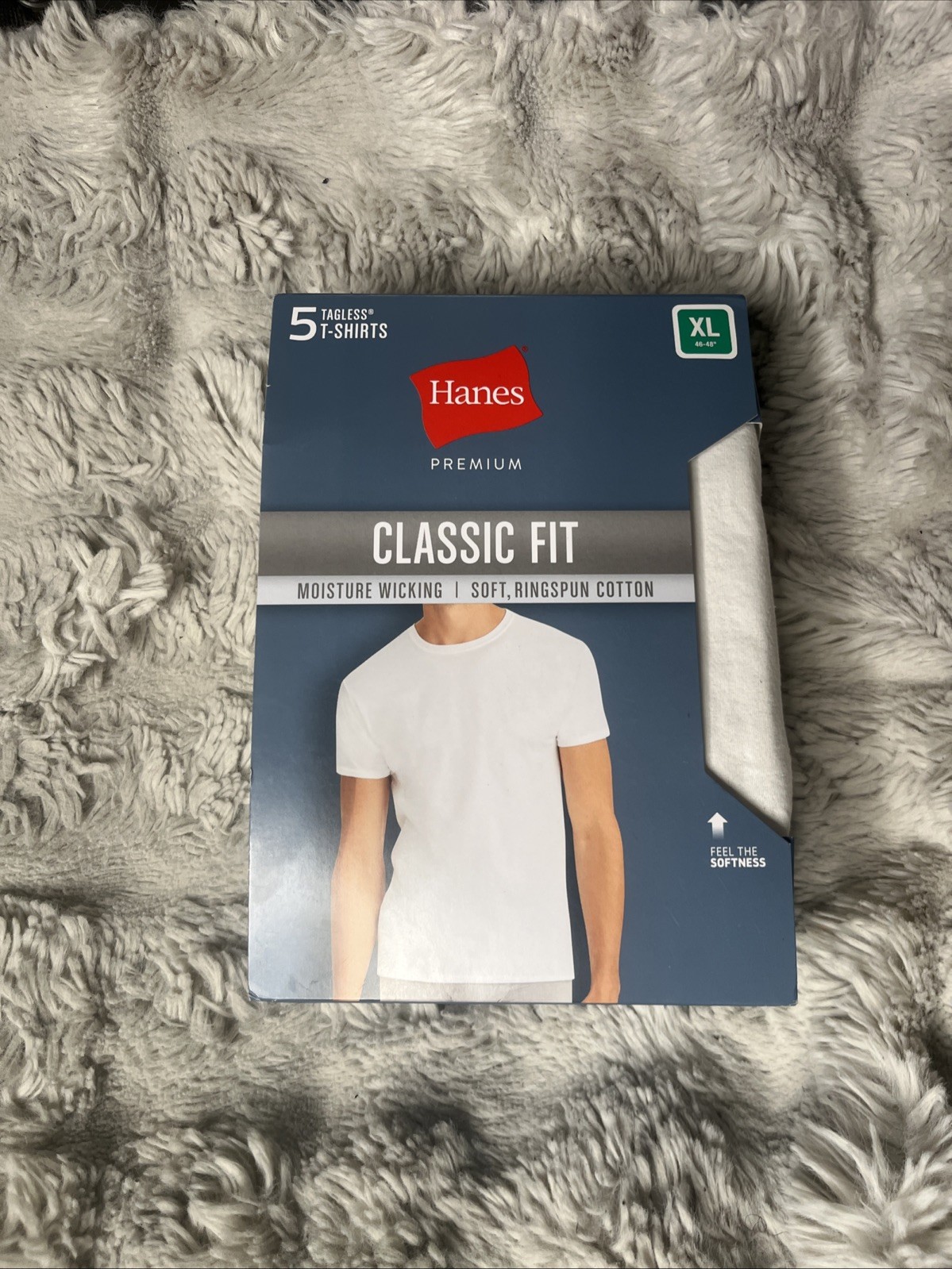 Hanes Mens Tagless White Tees Classic Fit Size XL 5-Pack Mositure wicking NEW