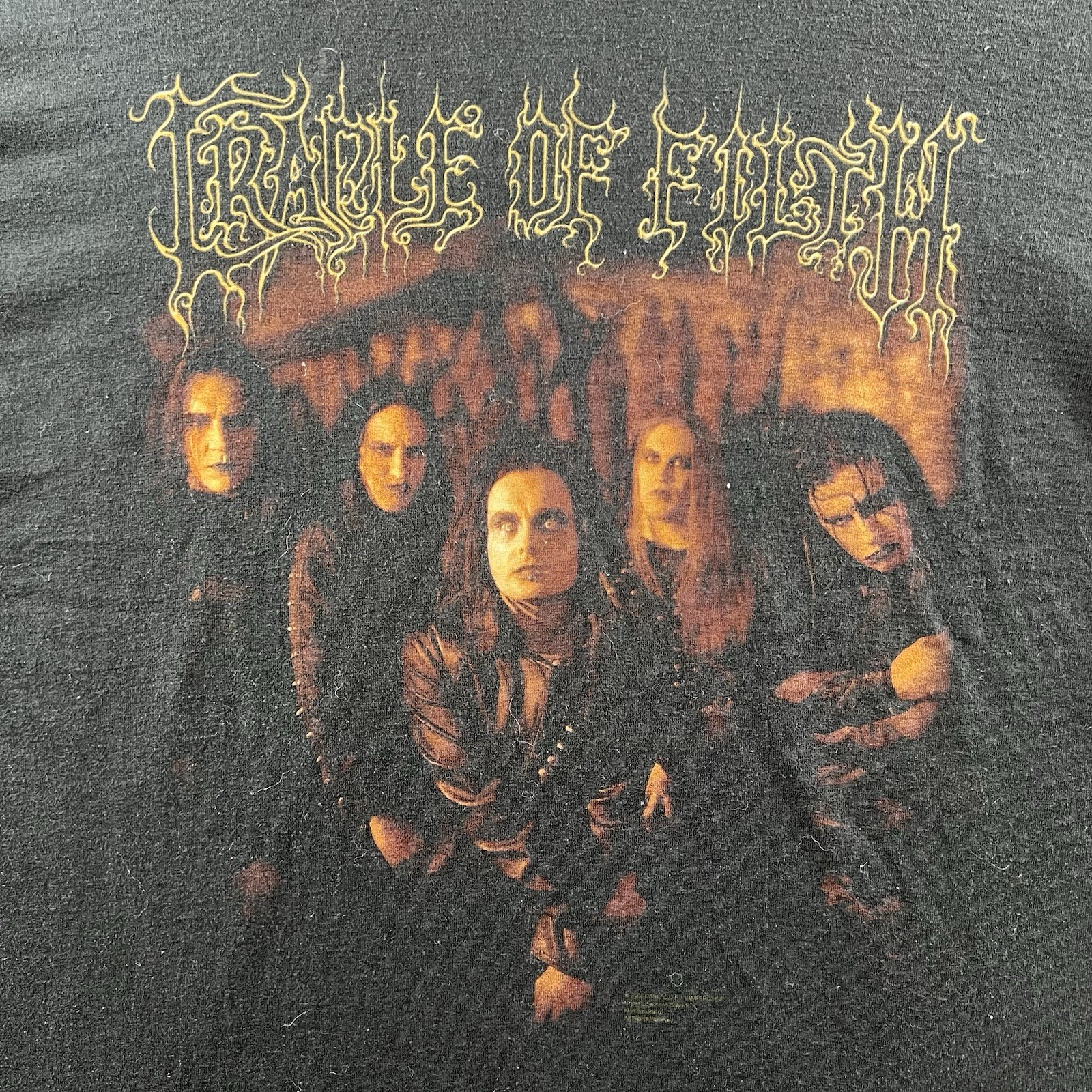 Vintage Cradle Of Filth Shirt Mens XL Black Death Metal Rap Tee Goth Flames 90s
