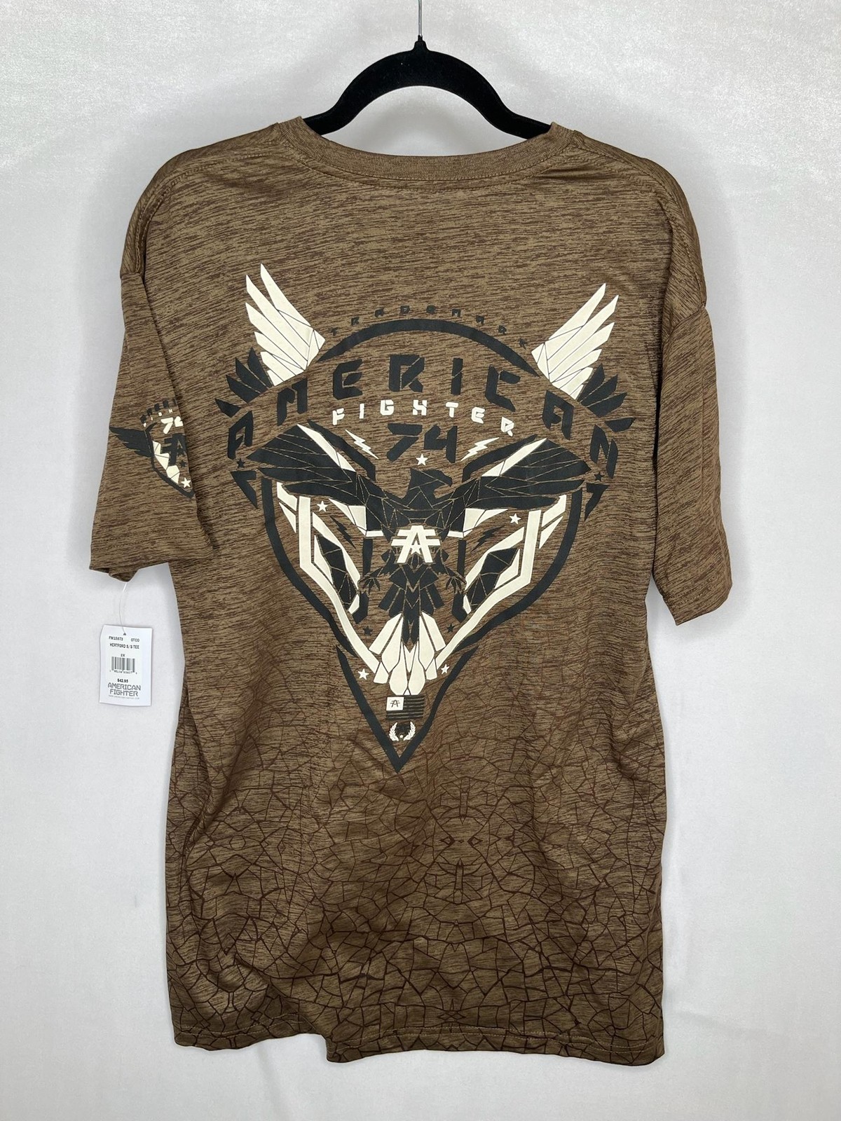 American Fighter Shirt Mens 2XL Brown Hertford S/S Eagle Graphic Tee NEW