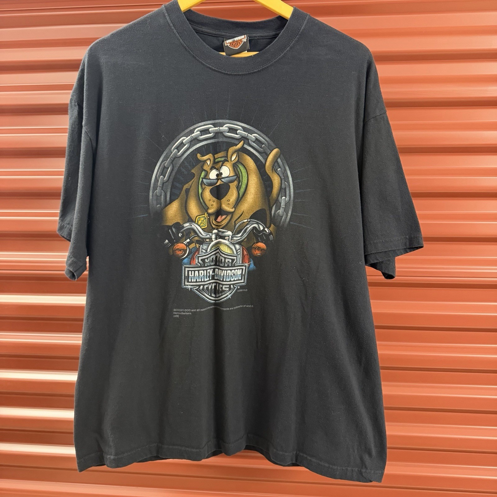 Vintage 2008 Scooby-Doo Harley Davidson Motorcycle Black Mens size XL T-Shirt