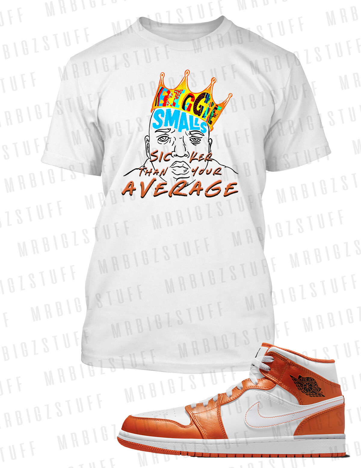 J1 Electro Orange Biggie Smalls Sicker Sneaker Tee Shirt Graphic Street Wear