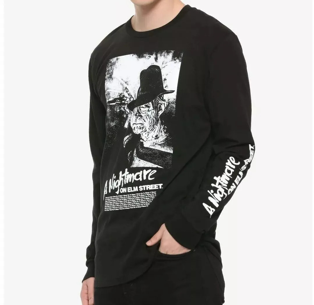 A Nightmare On Elm Street Movie Black & White Freddy Long-Sleeve Tee Shirt New