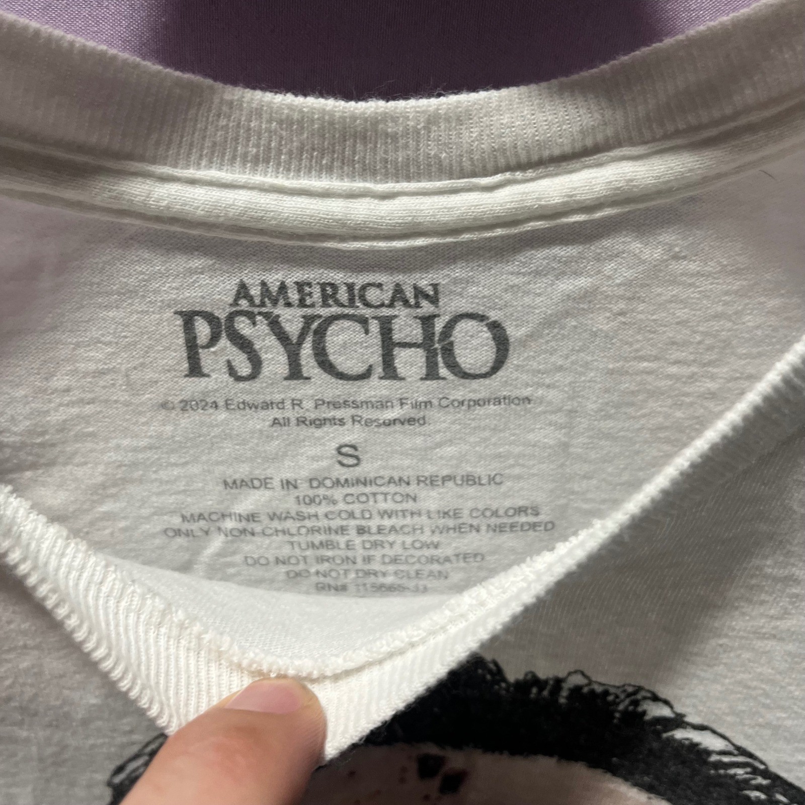 American Psycho Patrick Bateman White Graphic T-Shirt Small Movie Horror Film