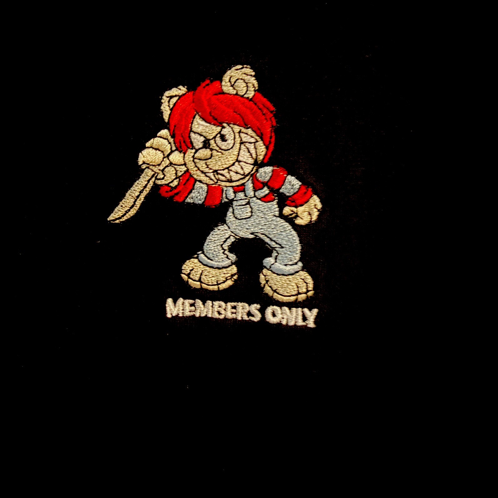 Halloween Shirt Chucky-Inspired Bear Black Men’s 2XL Embroidered Streetwear