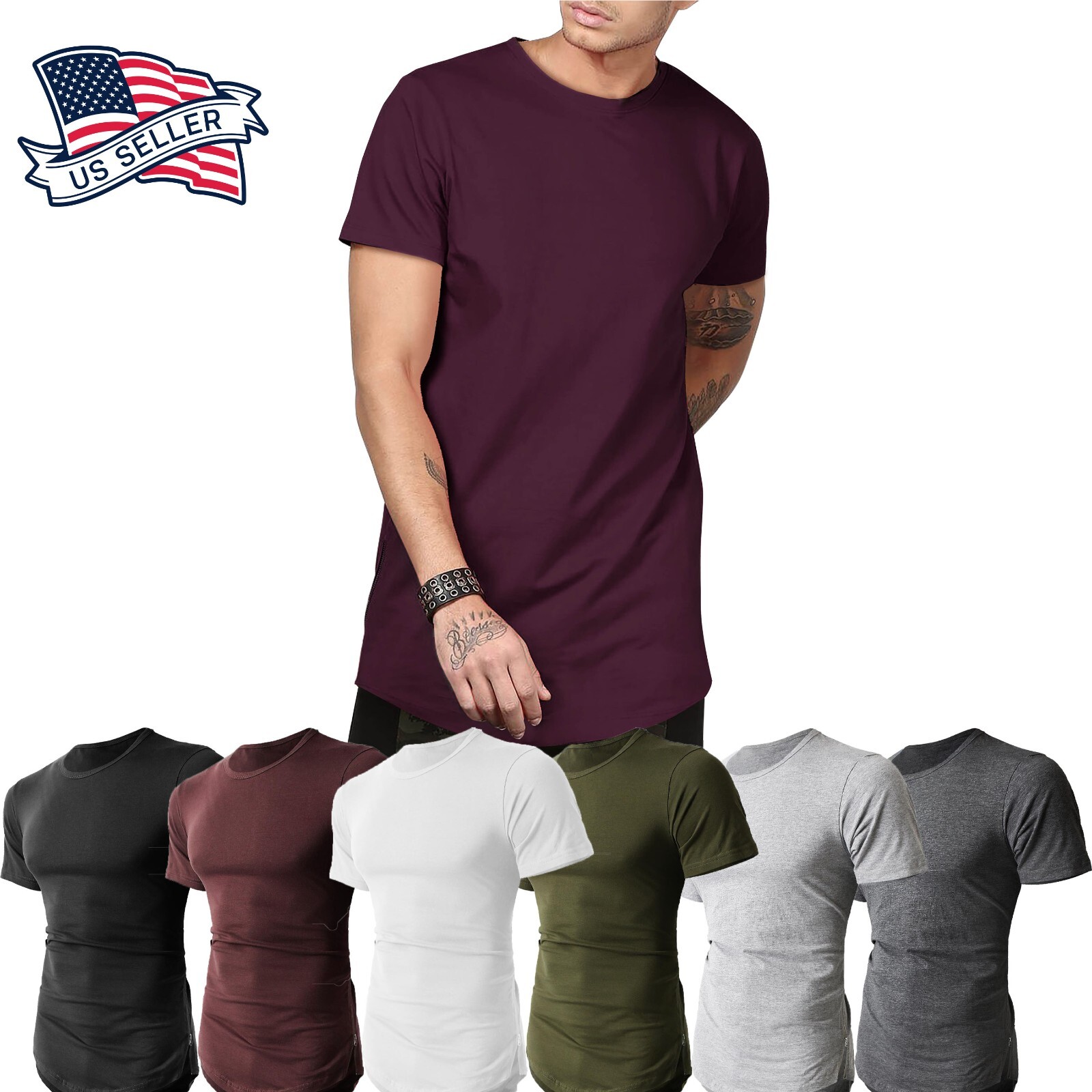 Mens HIPSTER Shirts ZIPPER Hip Hop Longline Casual Slim Fit Premium Urban