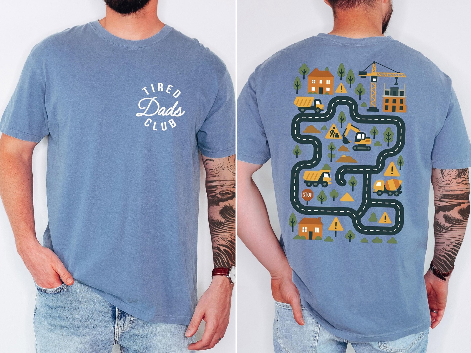 Comfort Colors Tired Dads Club Shirt Construction Dad Shirt Play Cars On Dads