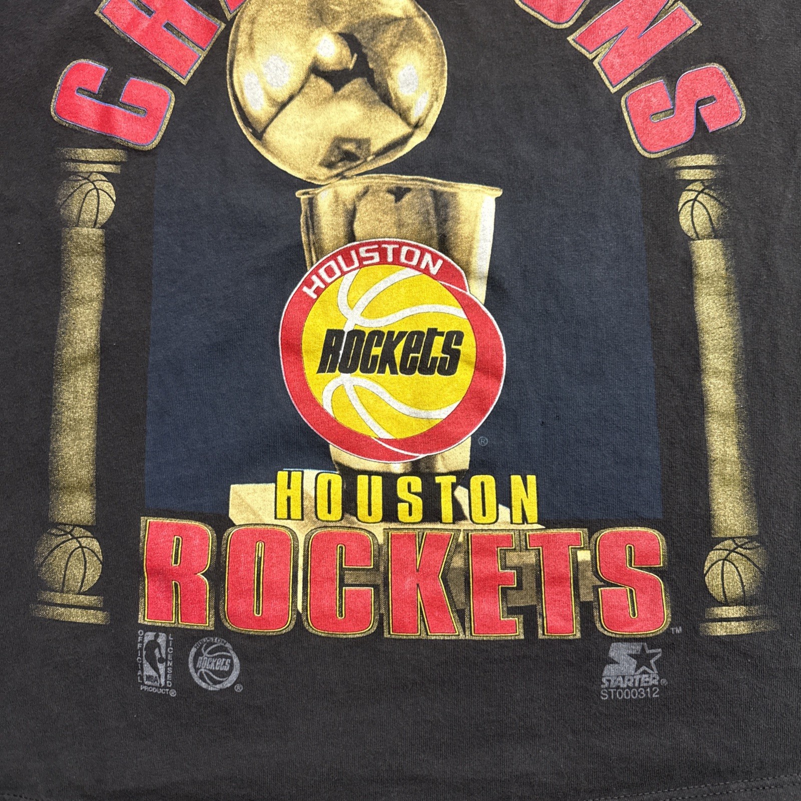 Vintage Houston Rockets Shirt Mens Large Black 90 NBA Finals 1994 Basketball