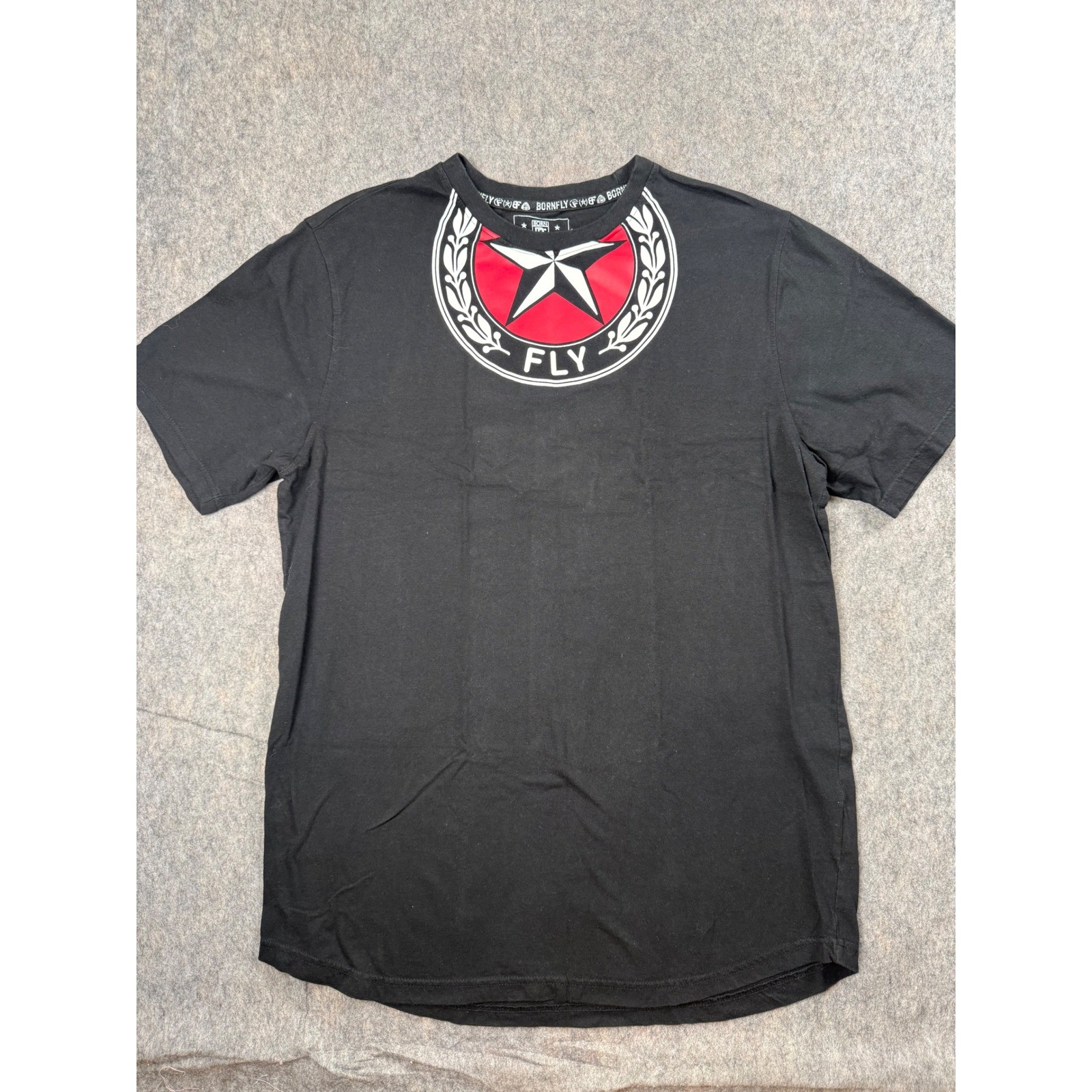 Born Fly T Shirt Mens XL Black Cotton Streetwear Star Graphic Logo Hip Hop Tee