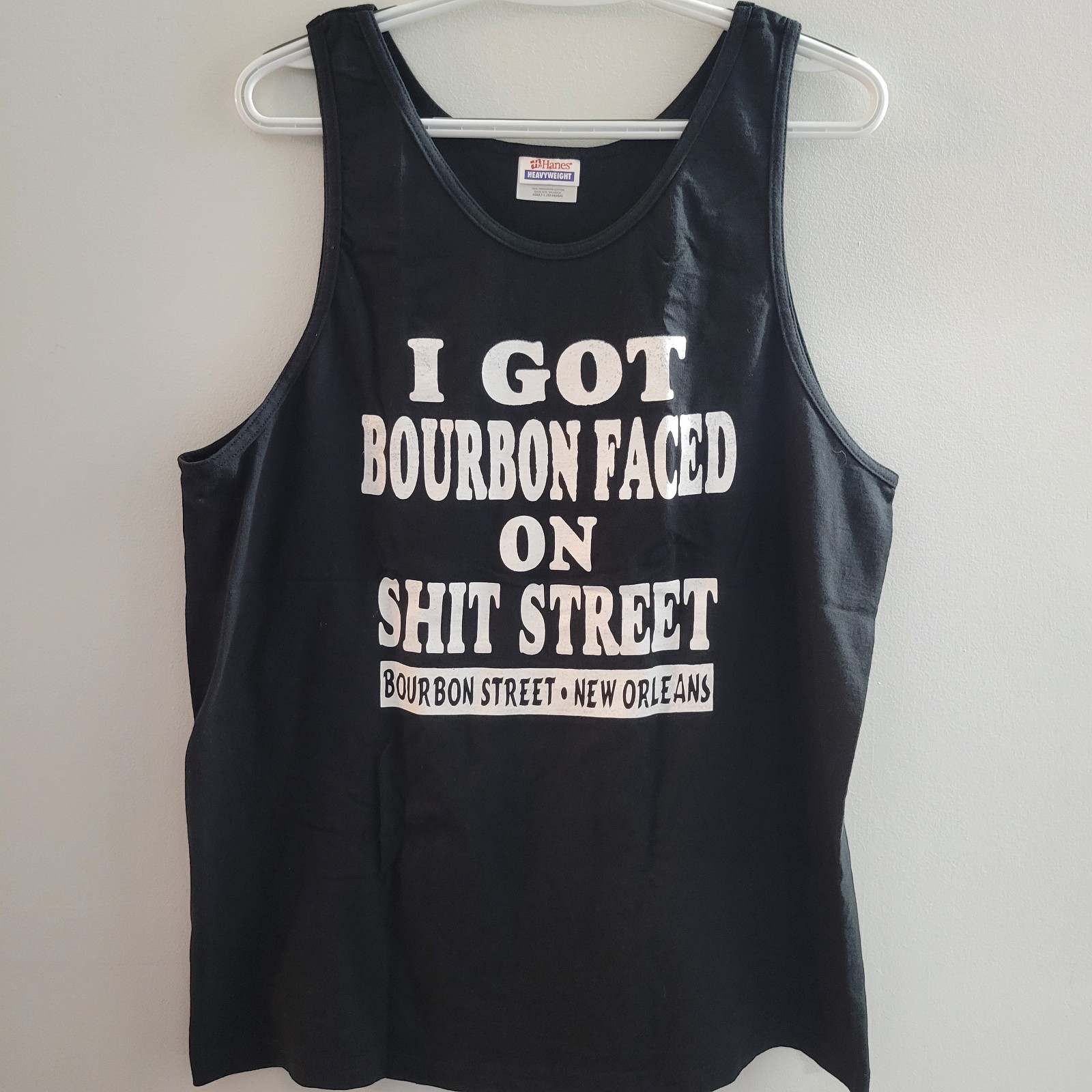 Y2K I Got Bourbon Faced On Sh*t Street Tank Top Size Large Black New Orleans