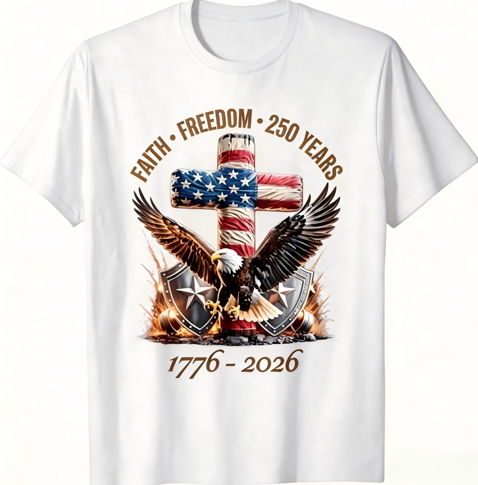 Faith Freedom 250 Years 250th Anniversary USA Independence T-Shirt