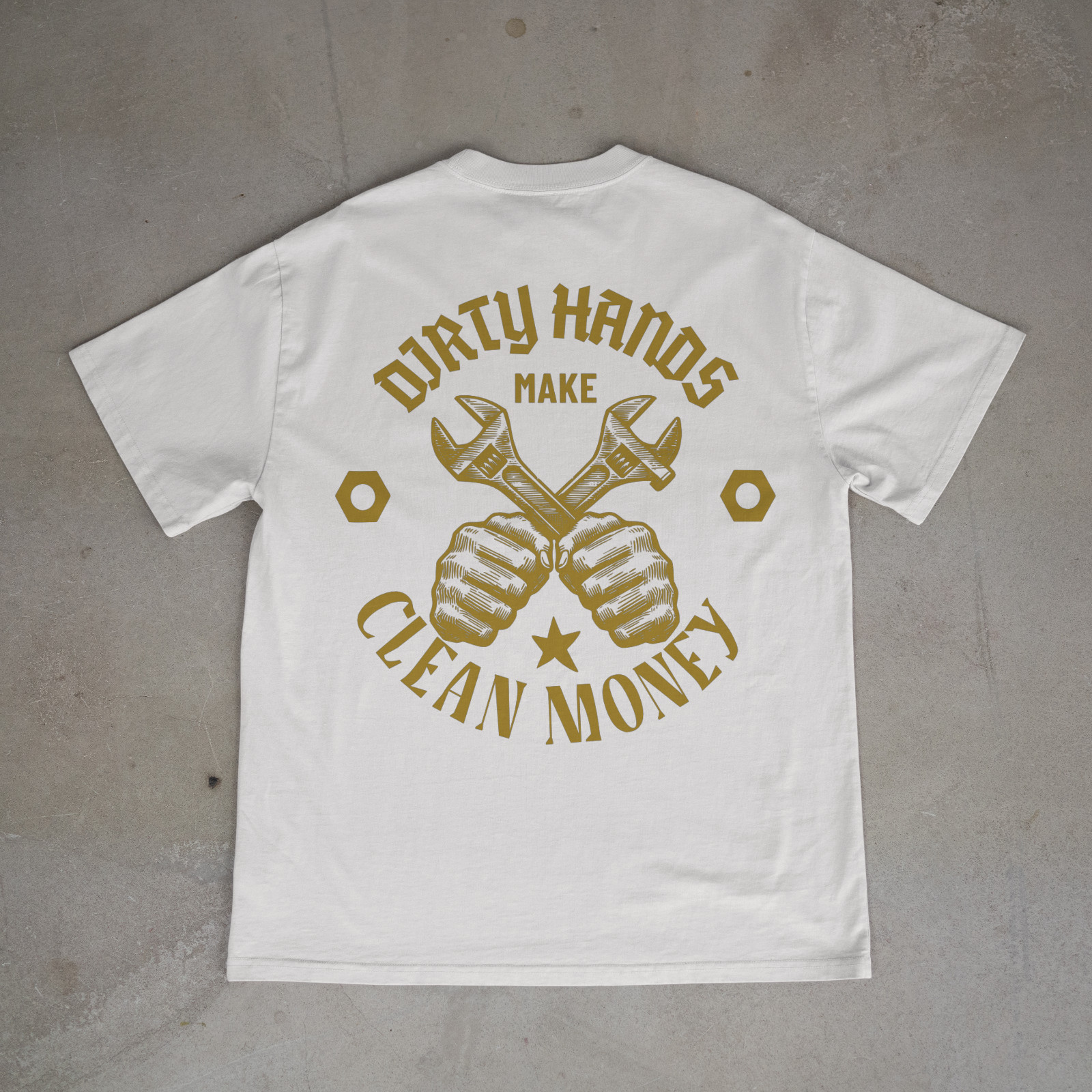 Dirty Hands Make Clean Money Work Shirt Blue Collar Tee Back Print