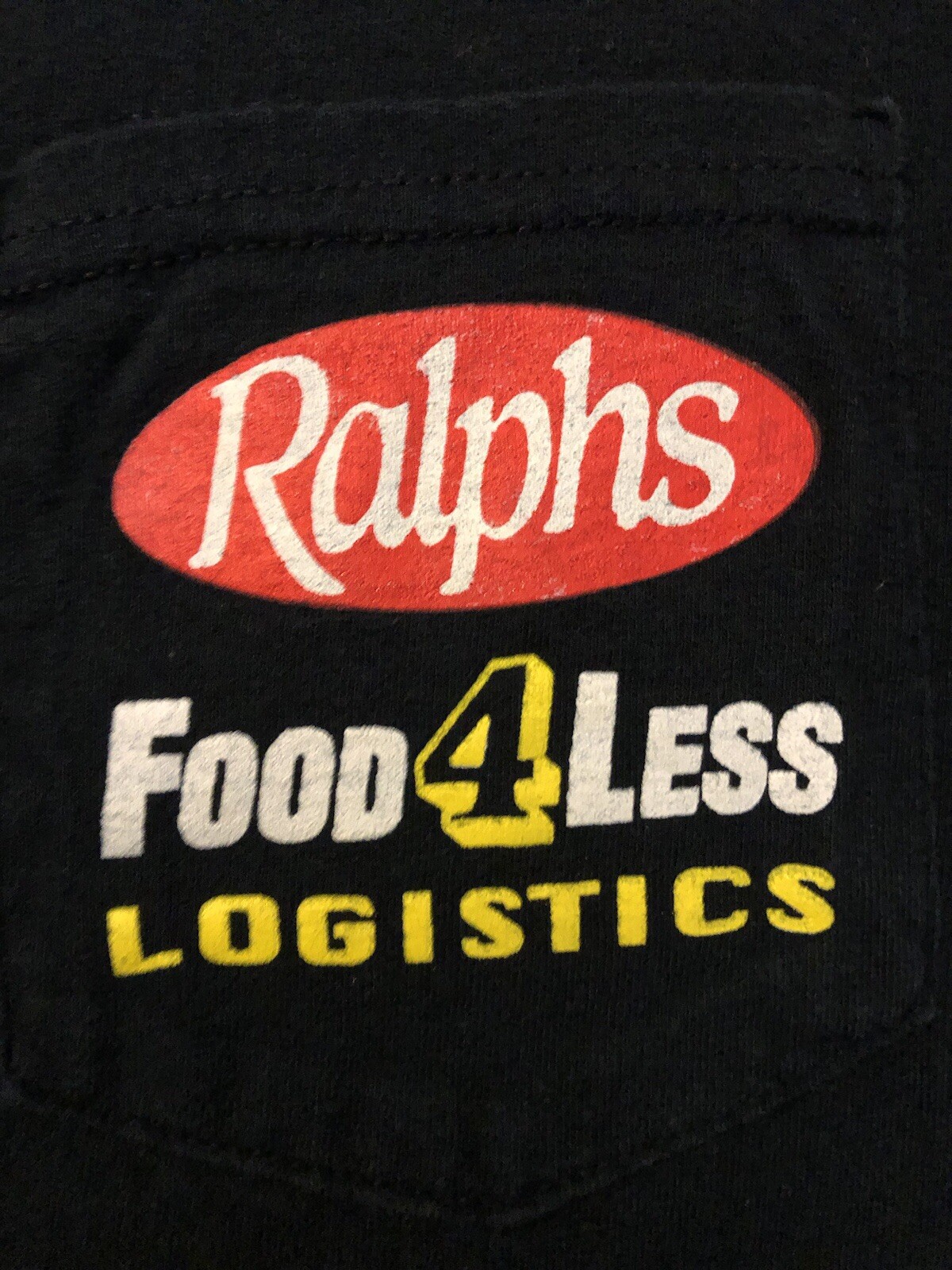 VTG. Food 4 Less Ralphs Kroger Logistics Pocket Employee Work Uniform T-Shirt XL