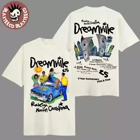 Dreamville 2025 Raleigh North Carolina 5 Year Anniversary Hometown Cream Tee