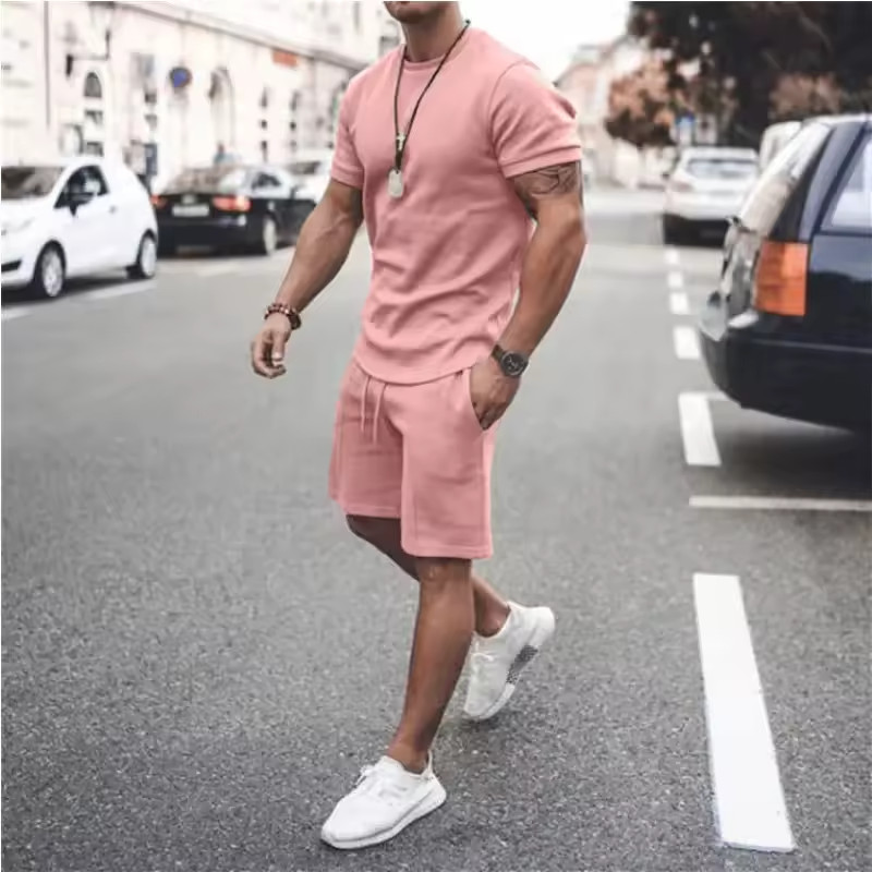 Men’s Casual Short Sleeve T-Shirt Set Lightweight Breathable Summer Outfit