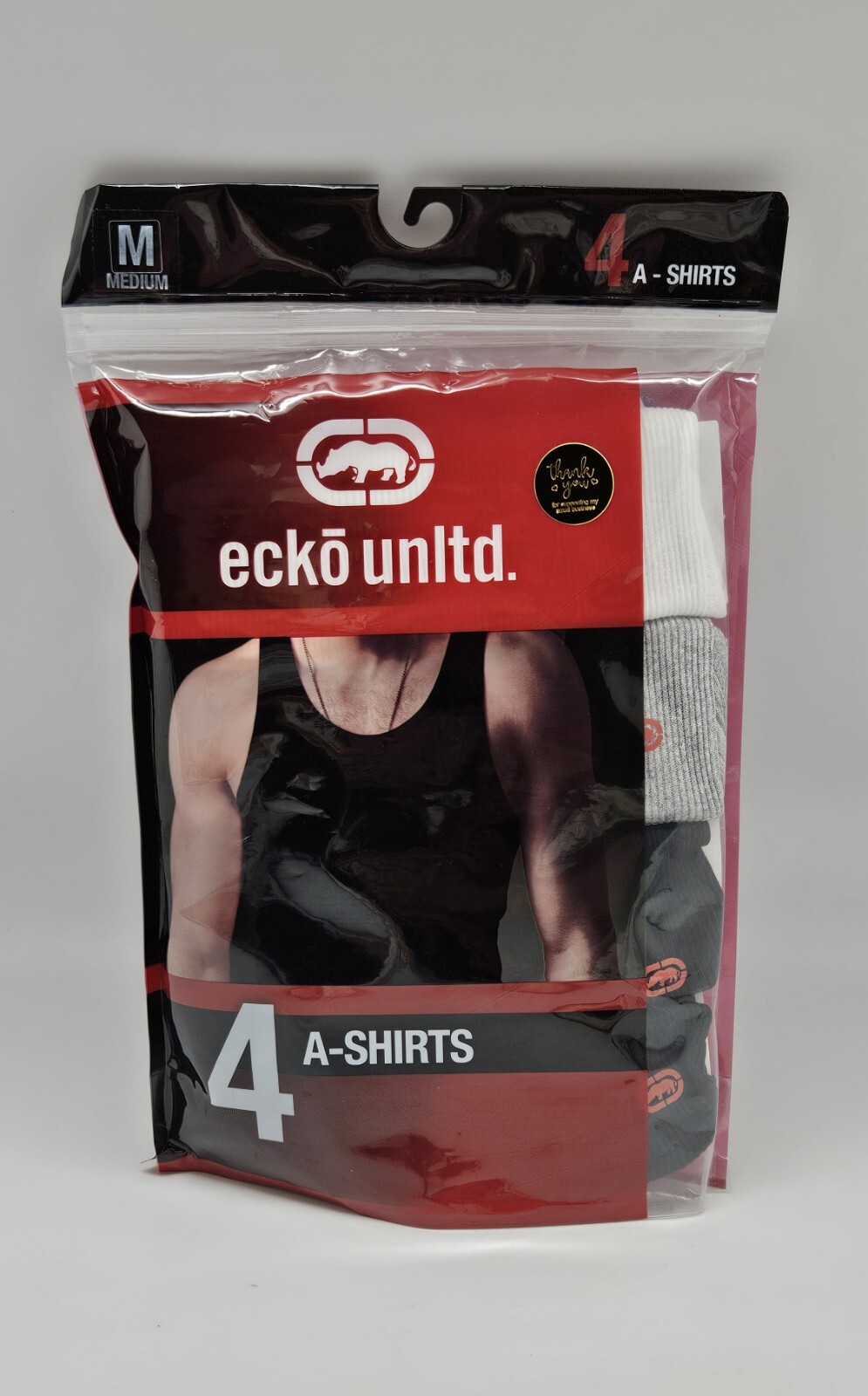 ECKO UNLTD 4 Pk Men’s M L Cotton Logo Ribbed Tanks A Shirts Gray Black White Red