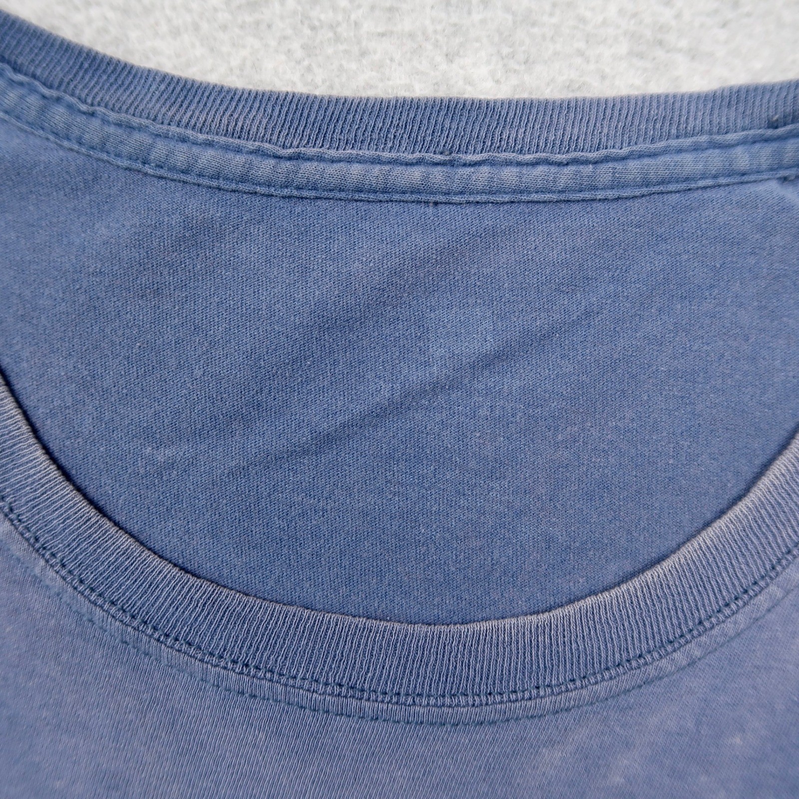 Distressed Pocket T-Shirt Mens Faded Blue Short Sleeve Crewneck 2XL