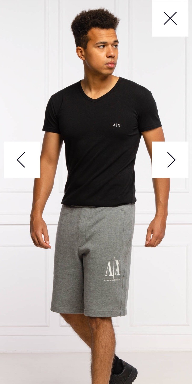 Designer Armani Exchange A/X Cotton V-neck T-shirts 2 Pack Black Grey Medium $45