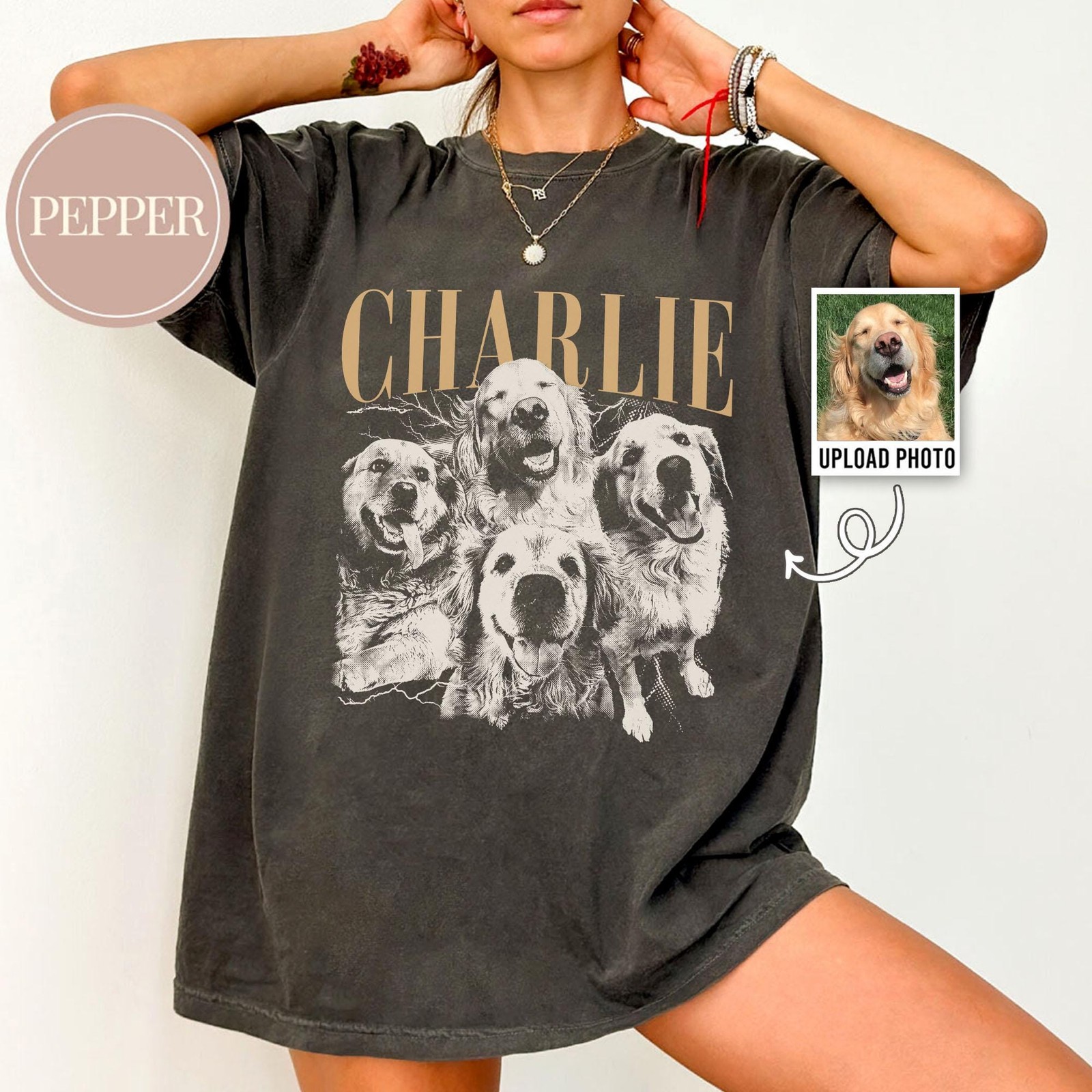 Personalized Pet Photo Name Shirt Custom Dog Cat Lover Gift