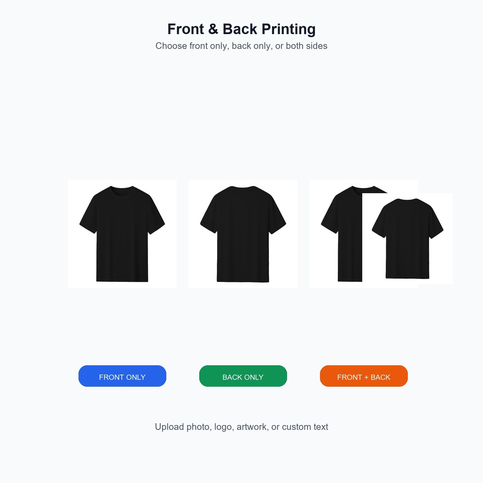 Custom T-Shirt Personalized Unisex Front & Back Print Your Photo Logo Design
