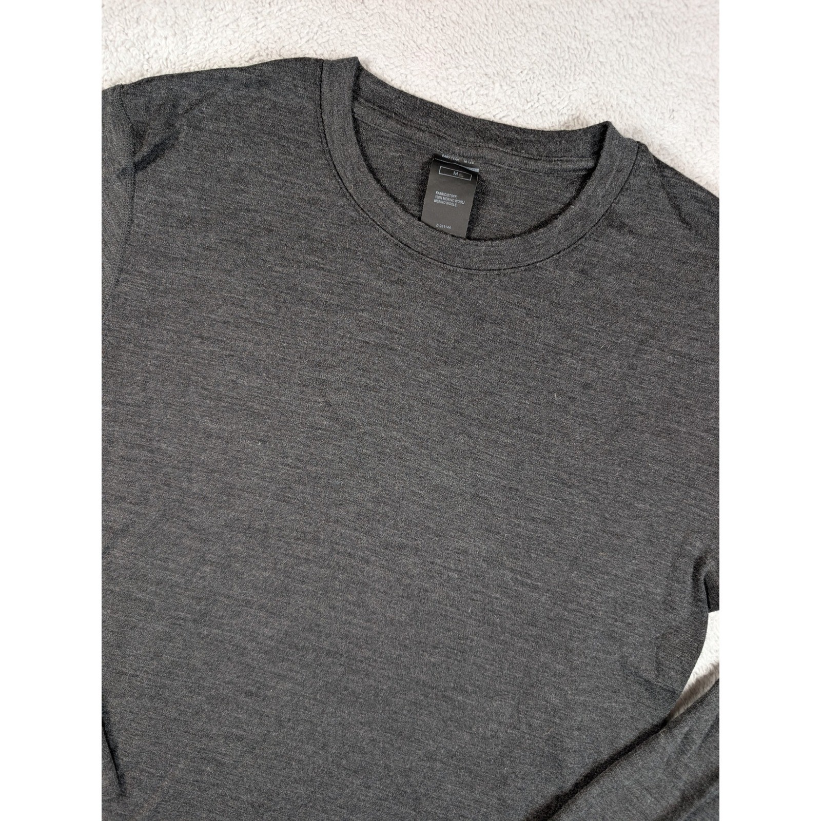 Lapasa Mens 100% Merino Wool Long Sleeve Thermal Base Layer Top Gray M Z-231144